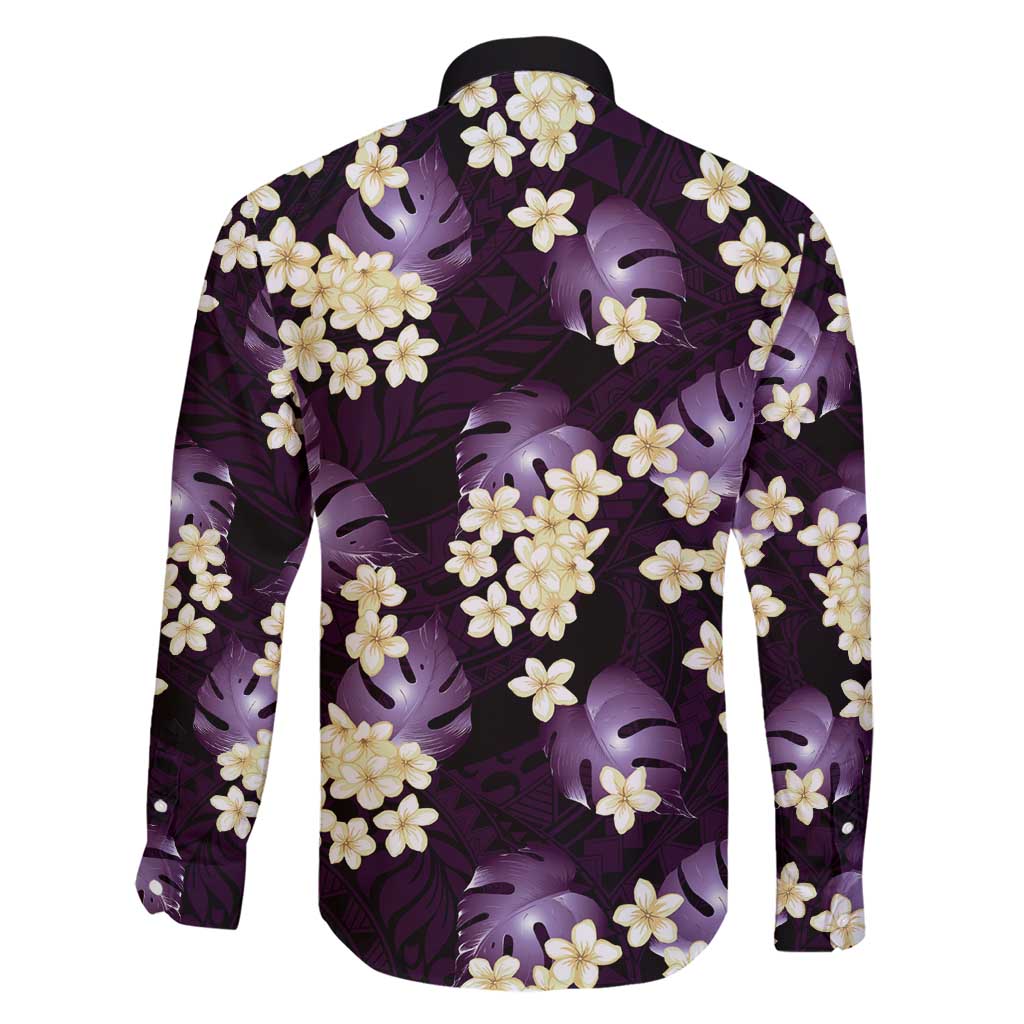 Purple Tropical Hawaii Family Matching Short Sleeve Bodycon Dress and Hawaiian Shirt Seamless Monstera Plumeria Hawaiian Pattern - Polynesian Pride