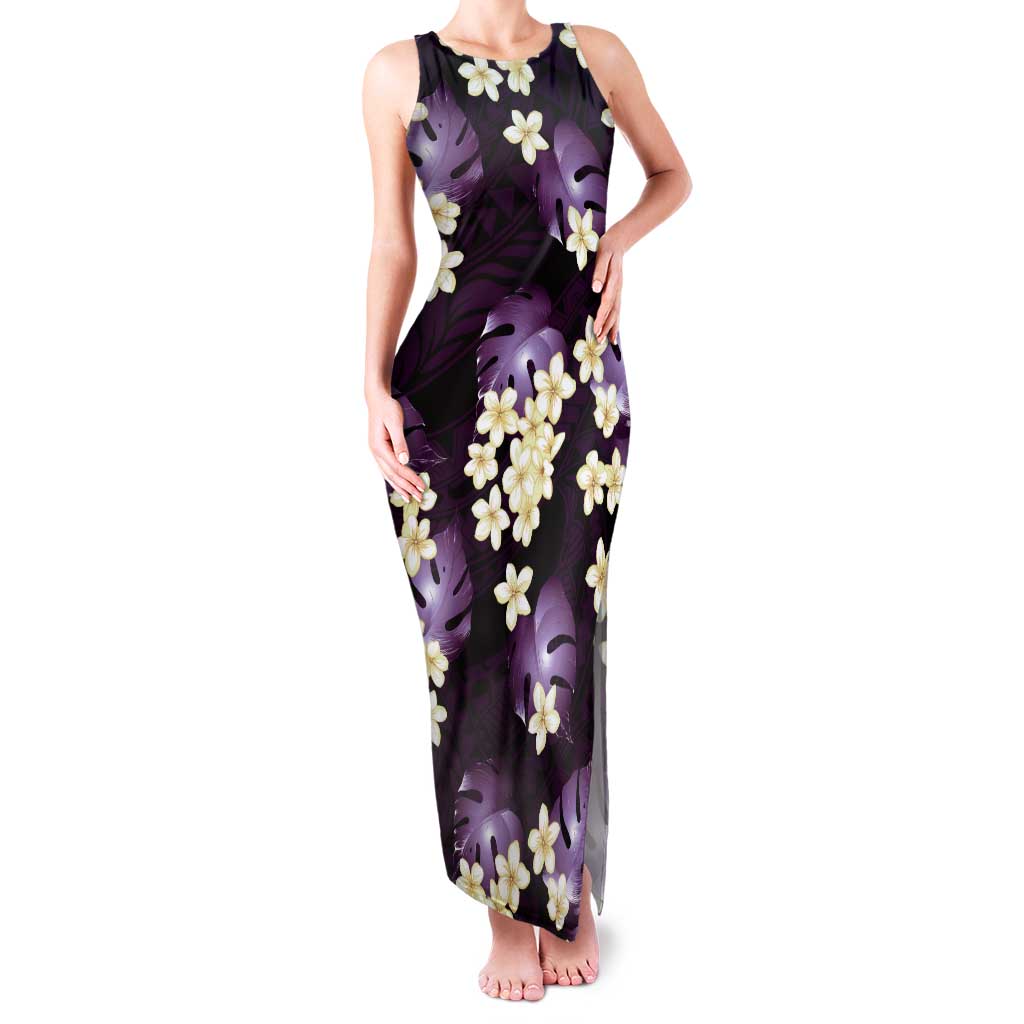 Purple Tropical Hawaii Family Matching Tank Maxi Dress and Hawaiian Shirt Seamless Monstera Plumeria Hawaiian Pattern - Polynesian Pride
