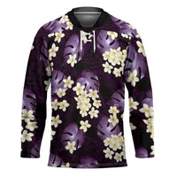 Purple Tropical Hawaii Hockey Jersey Seamless Monstera Plumeria Hawaiian Pattern LT14 Unisex Purple - Polynesian Pride