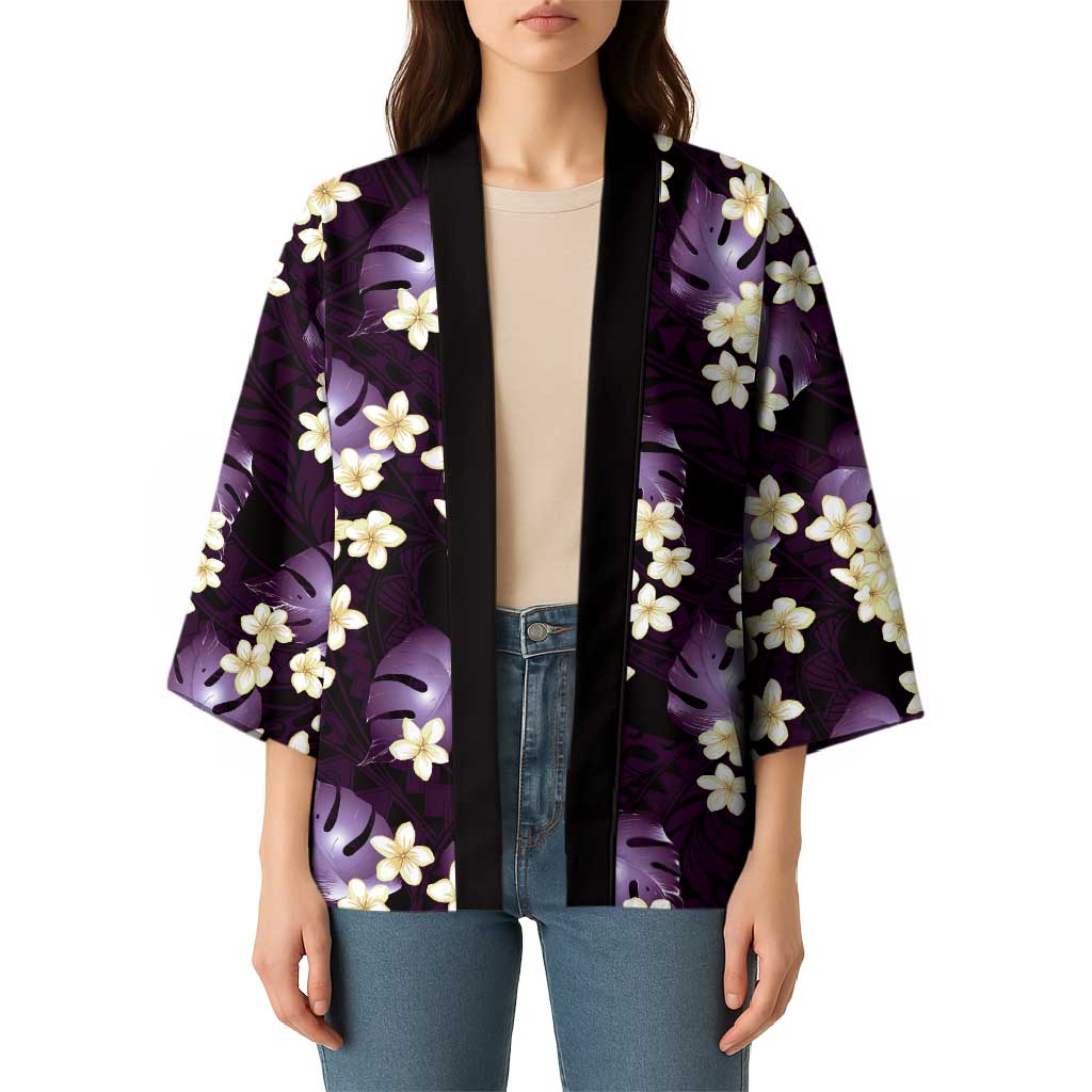 Purple Tropical Hawaii Kimono Seamless Monstera Plumeria Hawaiian Pattern - Polynesian Pride