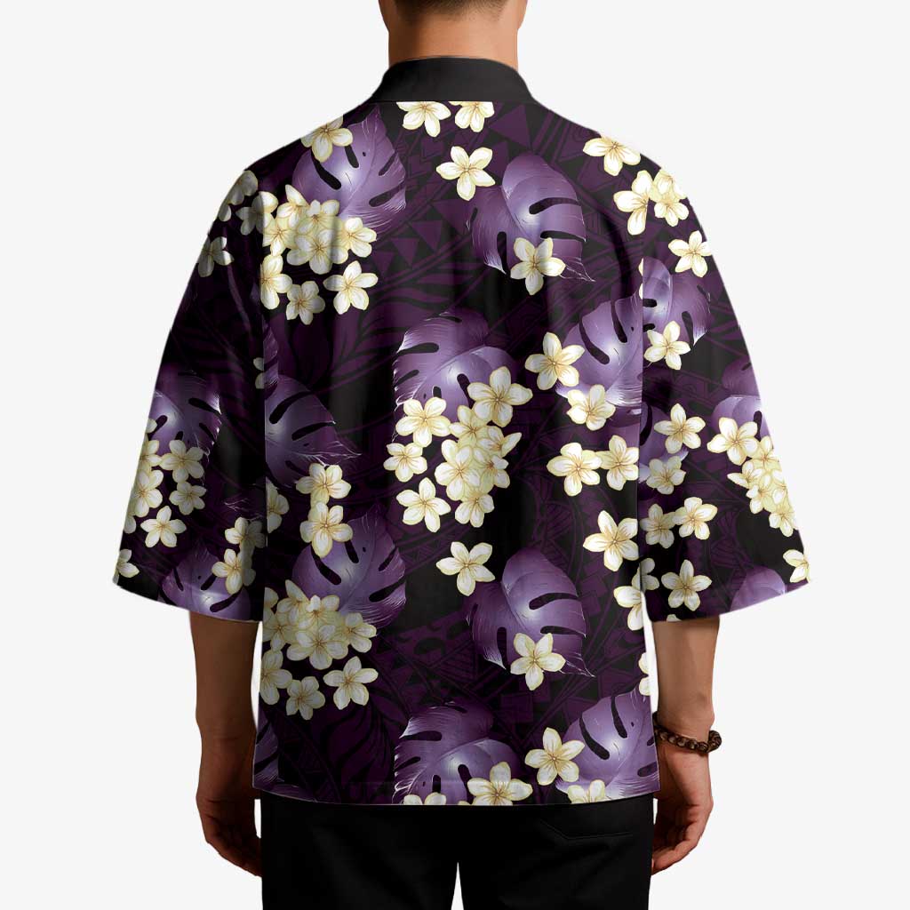 Purple Tropical Hawaii Kimono Seamless Monstera Plumeria Hawaiian Pattern - Polynesian Pride