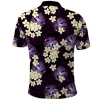 Purple Tropical Hawaii Polo Shirt Seamless Monstera Plumeria Hawaiian Pattern - Polynesian Pride