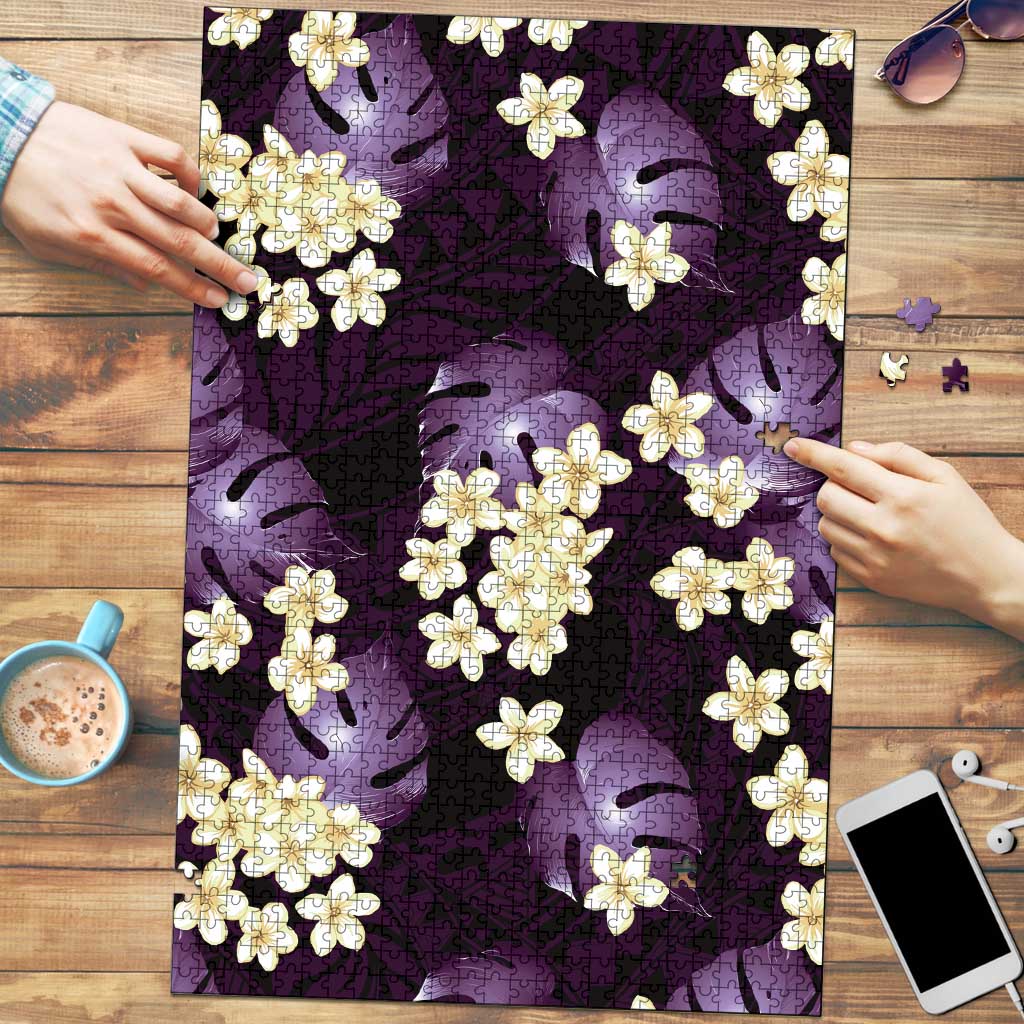 Purple Tropical Hawaii Puzzle Seamless Monstera Plumeria Hawaiian Pattern LT14 Purple - Polynesian Pride