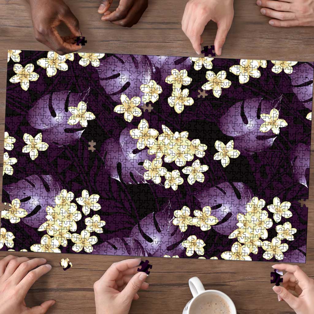 Purple Tropical Hawaii Puzzle Seamless Monstera Plumeria Hawaiian Pattern LT14 - Polynesian Pride