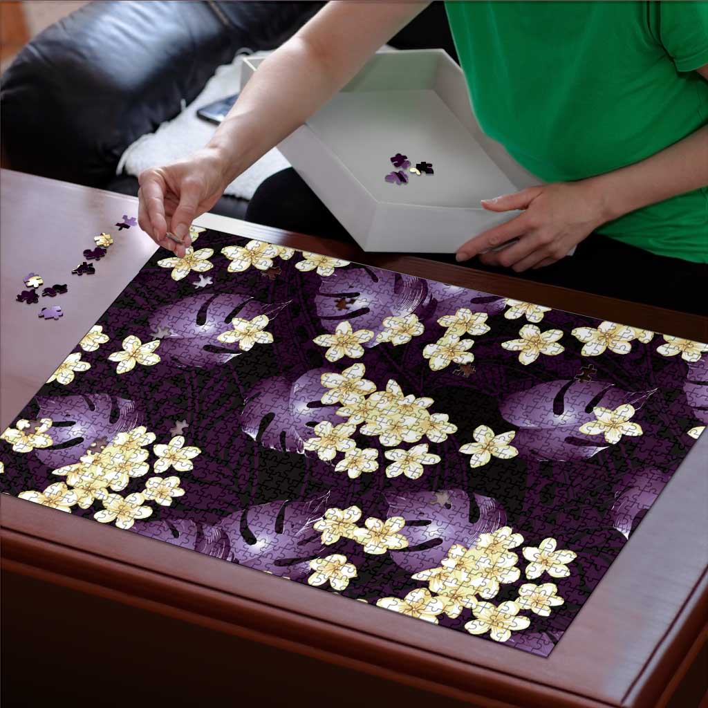 Purple Tropical Hawaii Puzzle Seamless Monstera Plumeria Hawaiian Pattern LT14 - Polynesian Pride