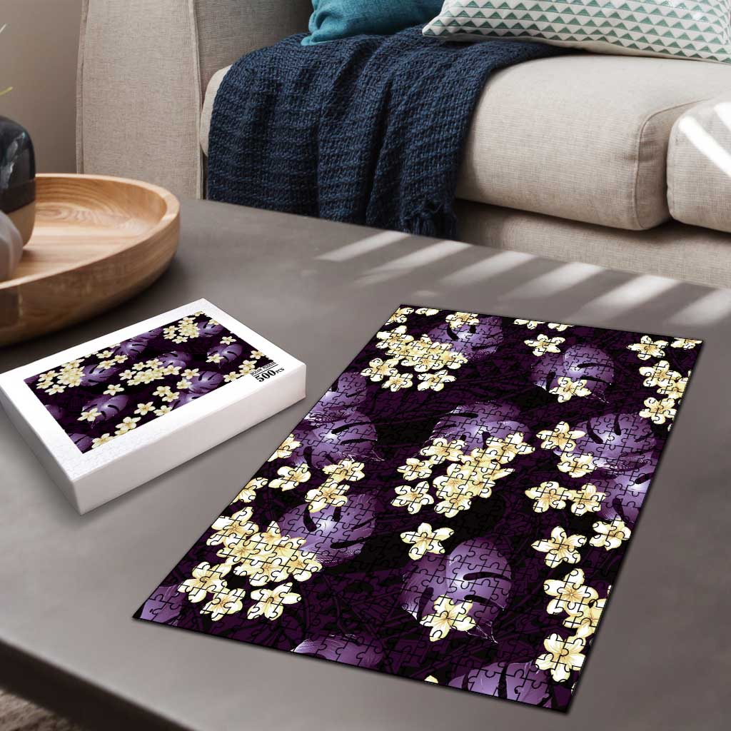 Purple Tropical Hawaii Puzzle Seamless Monstera Plumeria Hawaiian Pattern LT14 - Polynesian Pride