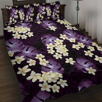 Purple Tropical Hawaii Quilt Bed Set Seamless Monstera Plumeria Hawaiian Pattern - Polynesian Pride