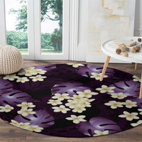 Purple Tropical Hawaii Round Carpet Seamless Monstera Plumeria Hawaiian Pattern - Polynesian Pride