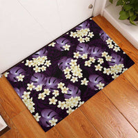 Purple Tropical Hawaii Rubber Doormat Seamless Monstera Plumeria Hawaiian Pattern LT14 - Polynesian Pride