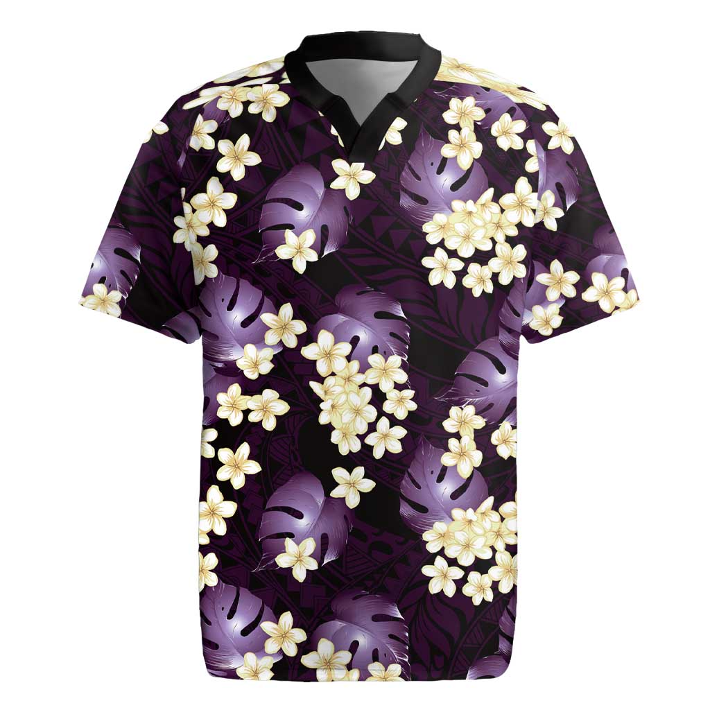Purple Tropical Hawaii Rugby Jersey Seamless Monstera Plumeria Hawaiian Pattern LT14 Purple - Polynesian Pride