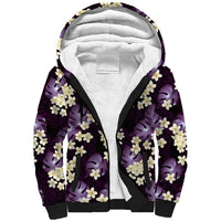 Purple Tropical Hawaii Sherpa Hoodie Seamless Monstera Plumeria Hawaiian Pattern LT14 Unisex Purple - Polynesian Pride