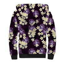 Purple Tropical Hawaii Sherpa Hoodie Seamless Monstera Plumeria Hawaiian Pattern LT14 - Polynesian Pride
