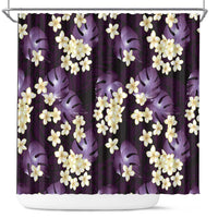 Purple Tropical Hawaii Shower Curtain Seamless Monstera Plumeria Hawaiian Pattern - Polynesian Pride