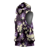 Purple Tropical Hawaii Sleeveless Hoodie Seamless Monstera Plumeria Hawaiian Pattern LT14 - Polynesian Pride