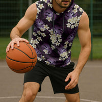 Purple Tropical Hawaii Sleeveless Hoodie Seamless Monstera Plumeria Hawaiian Pattern LT14 - Polynesian Pride