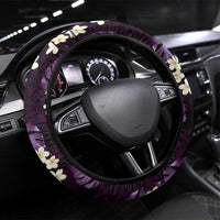 Purple Tropical Hawaii Steering Wheel Cover Seamless Monstera Plumeria Hawaiian Pattern - Polynesian Pride