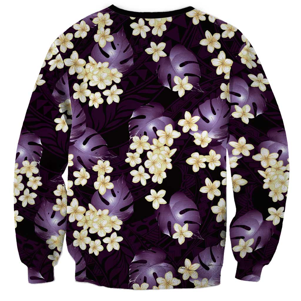 Purple Tropical Hawaii Sweatshirt Seamless Monstera Plumeria Hawaiian Pattern LT14 - Polynesian Pride