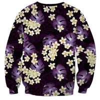 Purple Tropical Hawaii Sweatshirt Seamless Monstera Plumeria Hawaiian Pattern LT14 - Polynesian Pride