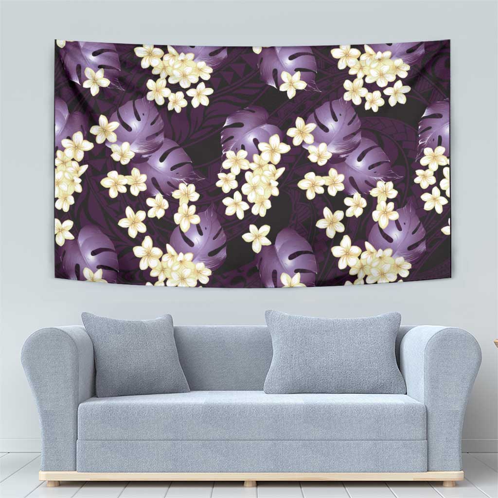 Purple Tropical Hawaii Tapestry Seamless Monstera Plumeria Hawaiian Pattern - Polynesian Pride