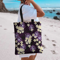 Purple Tropical Hawaii Tote Bag Seamless Monstera Plumeria Hawaiian Pattern - Polynesian Pride