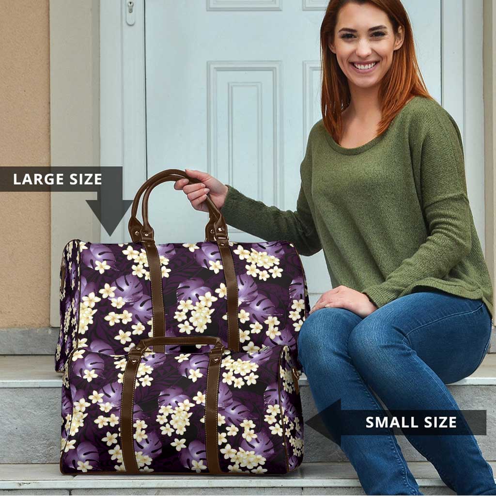 Purple Tropical Hawaii Travel Bag Seamless Monstera Plumeria Hawaiian Pattern - Polynesian Pride