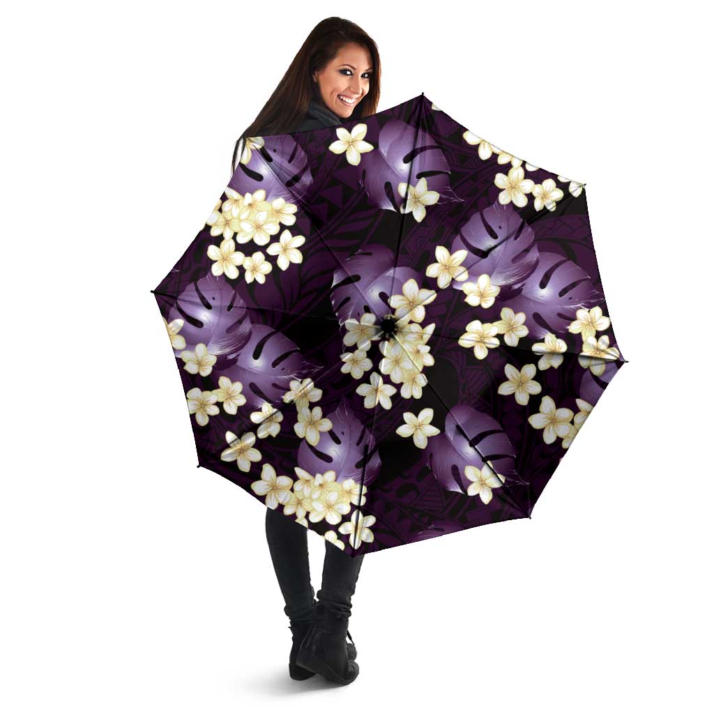 Purple Tropical Hawaii Umbrella Seamless Monstera Plumeria Hawaiian Pattern - Polynesian Pride