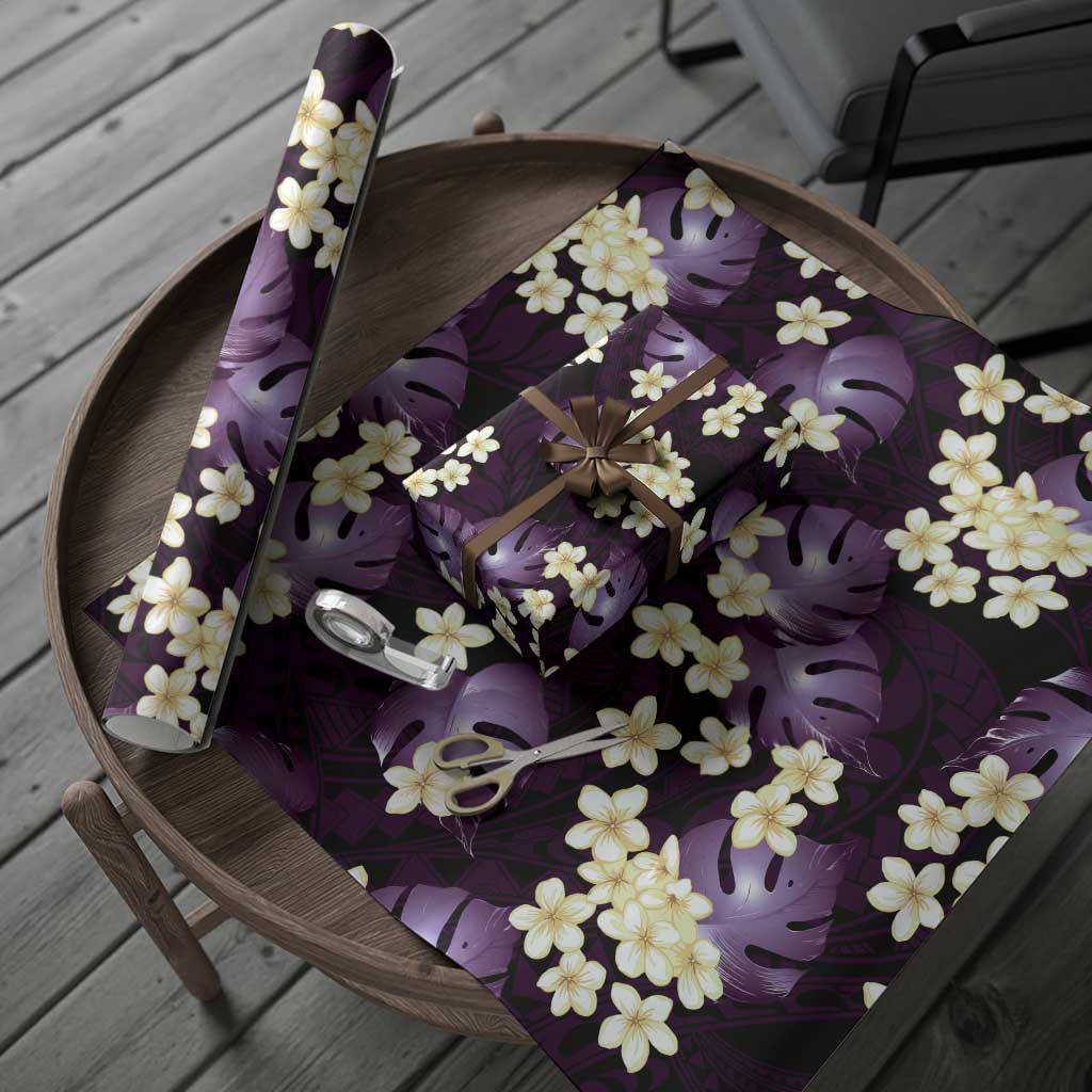 Purple Tropical Hawaii Wrapping Paper Seamless Monstera Plumeria Hawaiian Pattern LT14 - Polynesian Pride