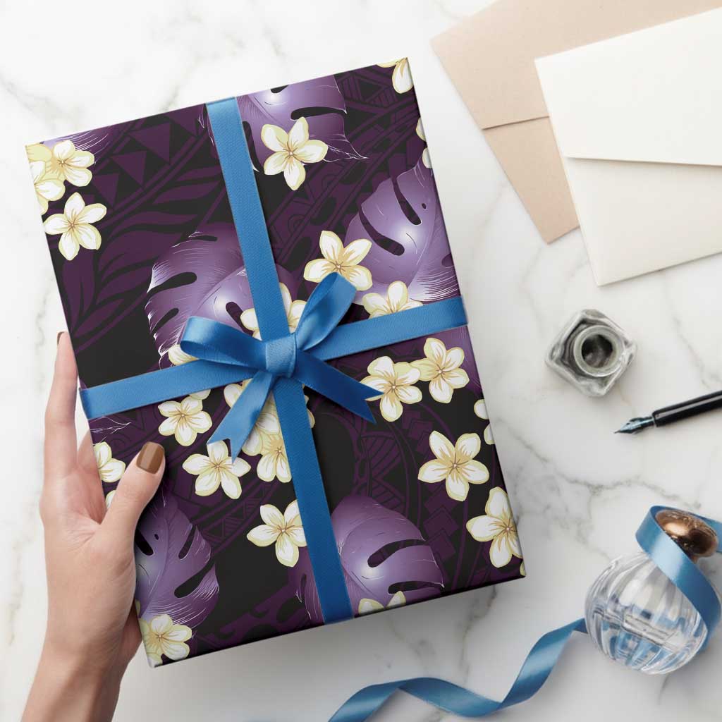 Purple Tropical Hawaii Wrapping Paper Seamless Monstera Plumeria Hawaiian Pattern LT14 - Polynesian Pride