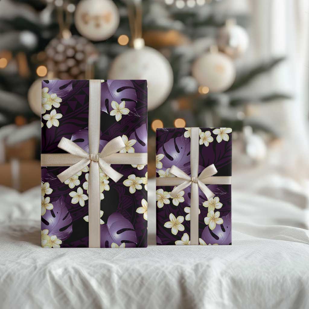 Purple Tropical Hawaii Wrapping Paper Seamless Monstera Plumeria Hawaiian Pattern LT14 - Polynesian Pride