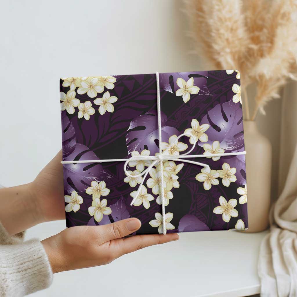 Purple Tropical Hawaii Wrapping Paper Seamless Monstera Plumeria Hawaiian Pattern LT14 - Polynesian Pride