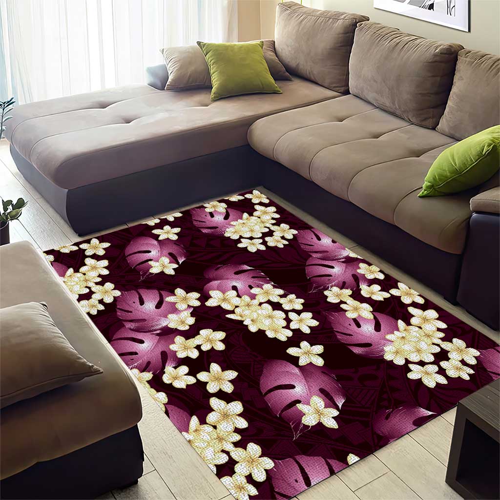 Pink Tropical Hawaii Area Rug Seamless Monstera Plumeria Hawaiian Pattern - Polynesian Pride