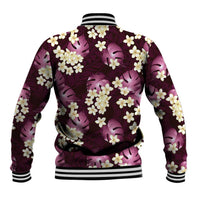 Pink Tropical Hawaii Baseball Jacket Seamless Monstera Plumeria Hawaiian Pattern LT14 - Polynesian Pride