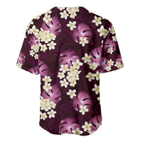Pink Tropical Hawaii Baseball Jersey Seamless Monstera Plumeria Hawaiian Pattern - Polynesian Pride