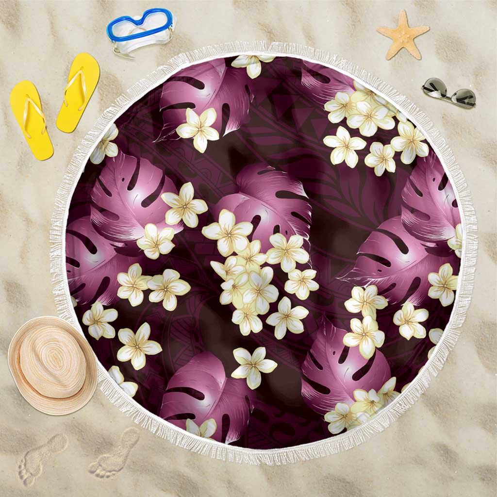 Pink Tropical Hawaii Beach Blanket Seamless Monstera Plumeria Hawaiian Pattern LT14 One Size 150cm Pink - Polynesian Pride