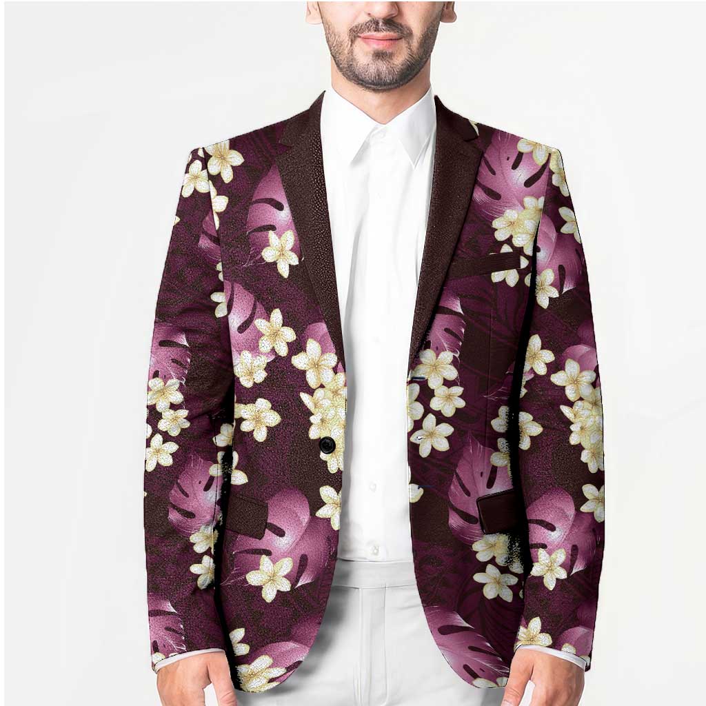 Pink Tropical Hawaii Blazer Seamless Monstera Plumeria Hawaiian Pattern LT14 - Polynesian Pride