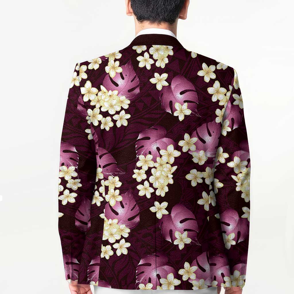 Pink Tropical Hawaii Blazer Seamless Monstera Plumeria Hawaiian Pattern LT14 - Polynesian Pride