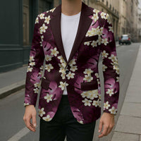 Pink Tropical Hawaii Blazer Seamless Monstera Plumeria Hawaiian Pattern LT14 - Polynesian Pride