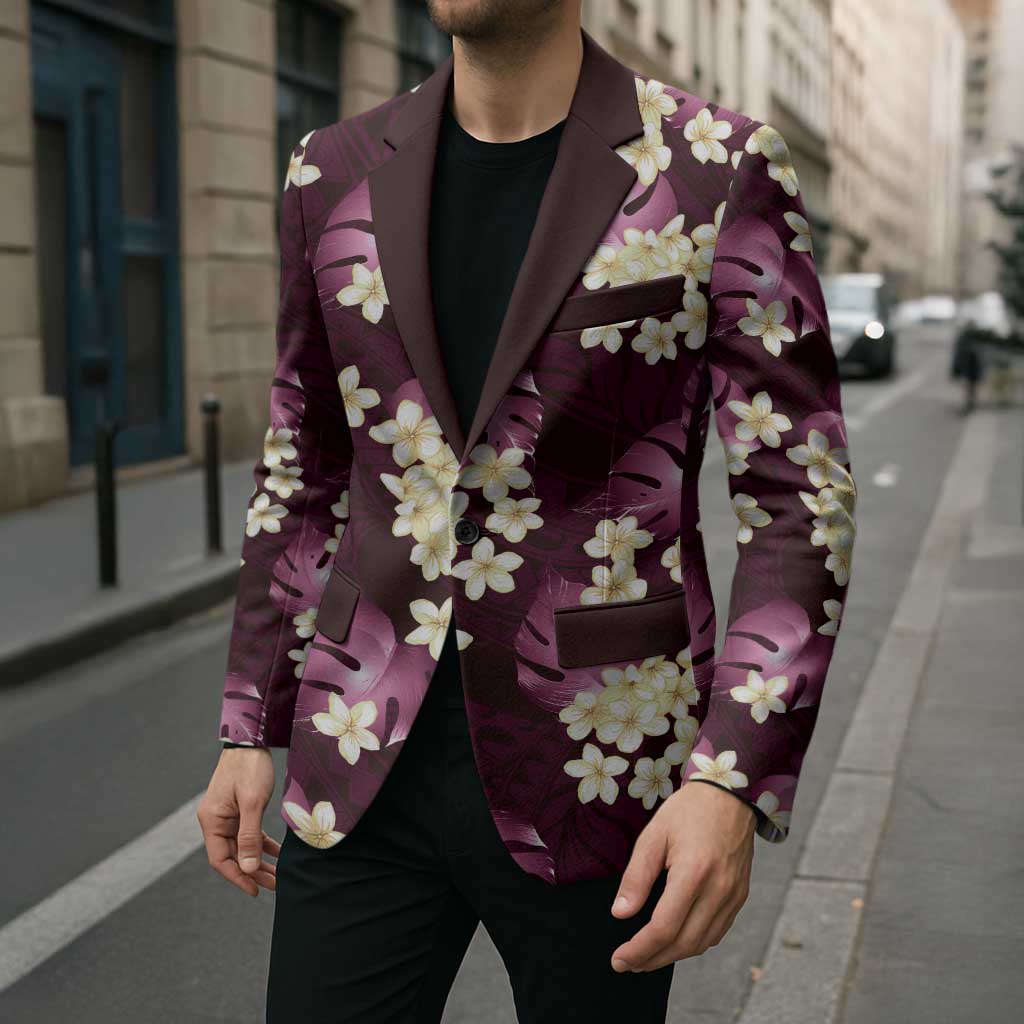 Pink Tropical Hawaii Blazer Seamless Monstera Plumeria Hawaiian Pattern LT14 - Polynesian Pride