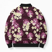 Pink Tropical Hawaii Bomber Puffer Jacket Seamless Monstera Plumeria Hawaiian Pattern LT14 - Polynesian Pride