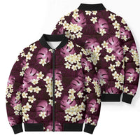 Pink Tropical Hawaii Bomber Puffer Jacket Seamless Monstera Plumeria Hawaiian Pattern LT14 - Polynesian Pride