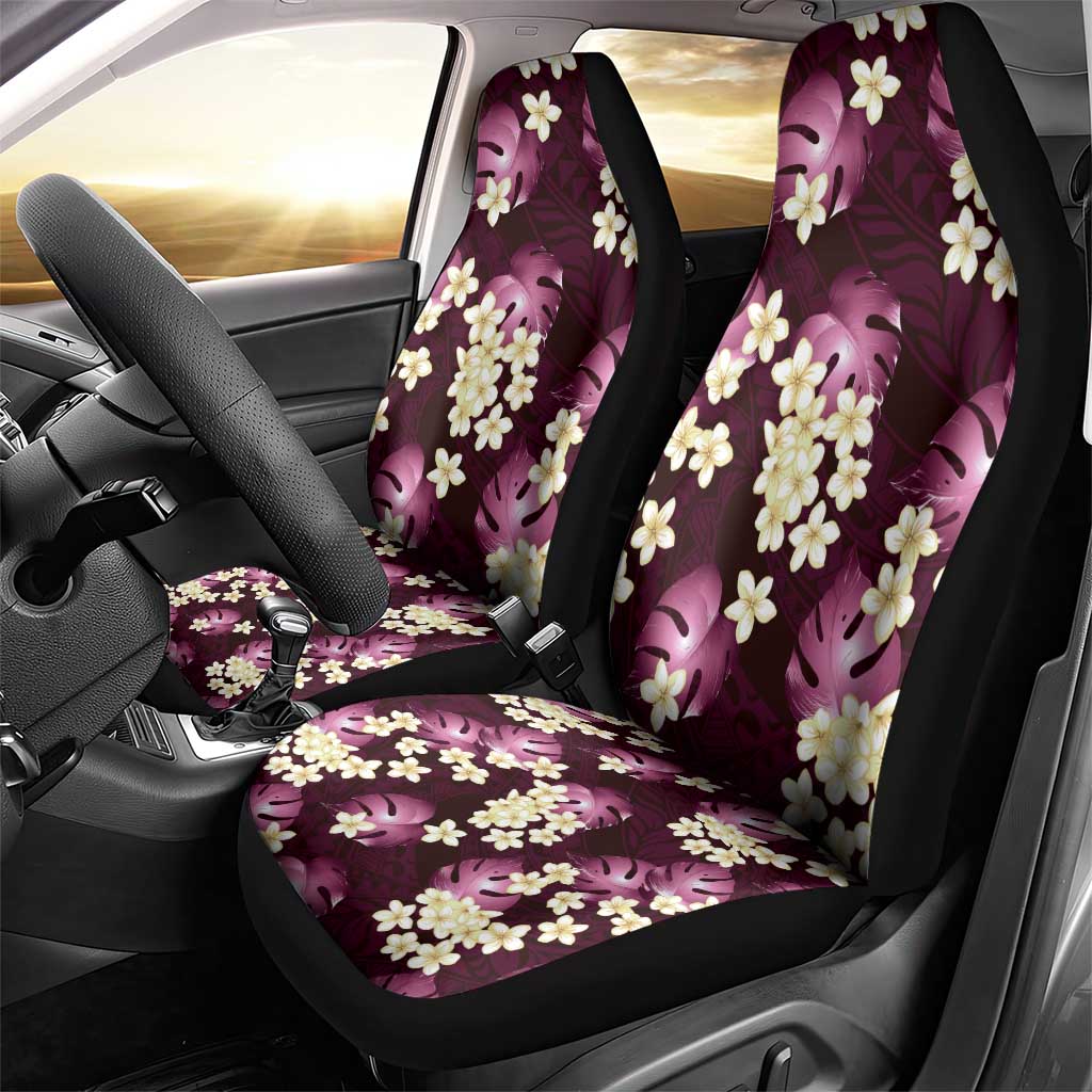 Pink Tropical Hawaii Car Seat Cover Seamless Monstera Plumeria Hawaiian Pattern - Polynesian Pride