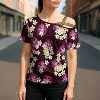 Pink Tropical Hawaii Cross Shoulder Shirt Seamless Monstera Plumeria Hawaiian Pattern LT14 - Polynesian Pride