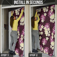 Pink Tropical Hawaii Door Cover Seamless Monstera Plumeria Hawaiian Pattern - Polynesian Pride