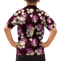 Pink Tropical Hawaii Family Matching Off The Shoulder Long Sleeve Dress and Hawaiian Shirt Seamless Monstera Plumeria Hawaiian Pattern - Polynesian Pride