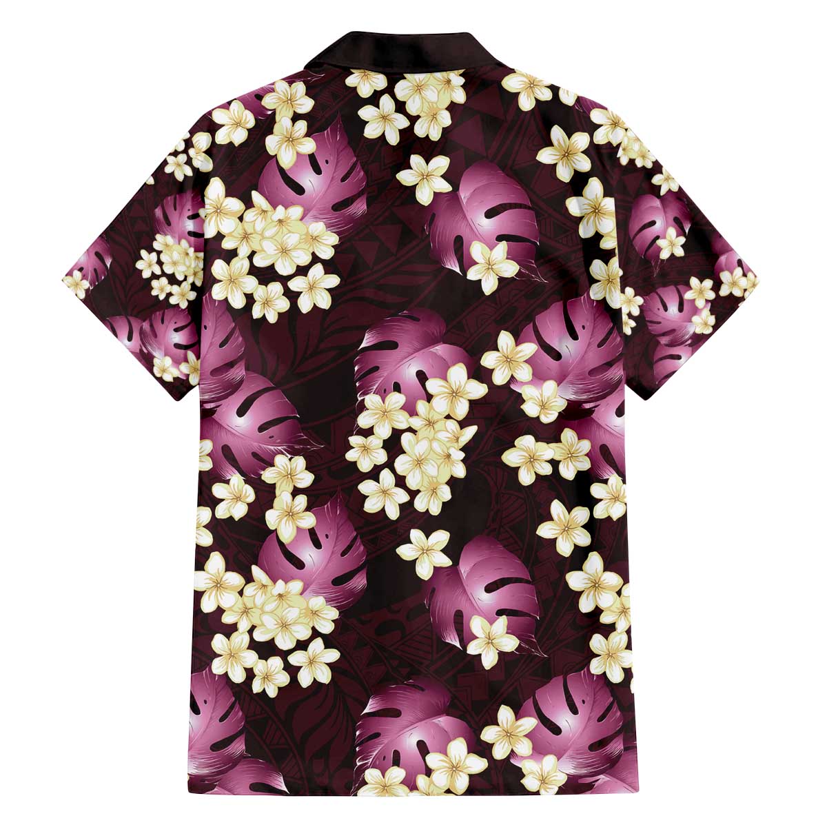 Pink Tropical Hawaii Family Matching Off The Shoulder Long Sleeve Dress and Hawaiian Shirt Seamless Monstera Plumeria Hawaiian Pattern - Polynesian Pride