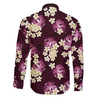 Pink Tropical Hawaii Family Matching Off The Shoulder Long Sleeve Dress and Hawaiian Shirt Seamless Monstera Plumeria Hawaiian Pattern - Polynesian Pride