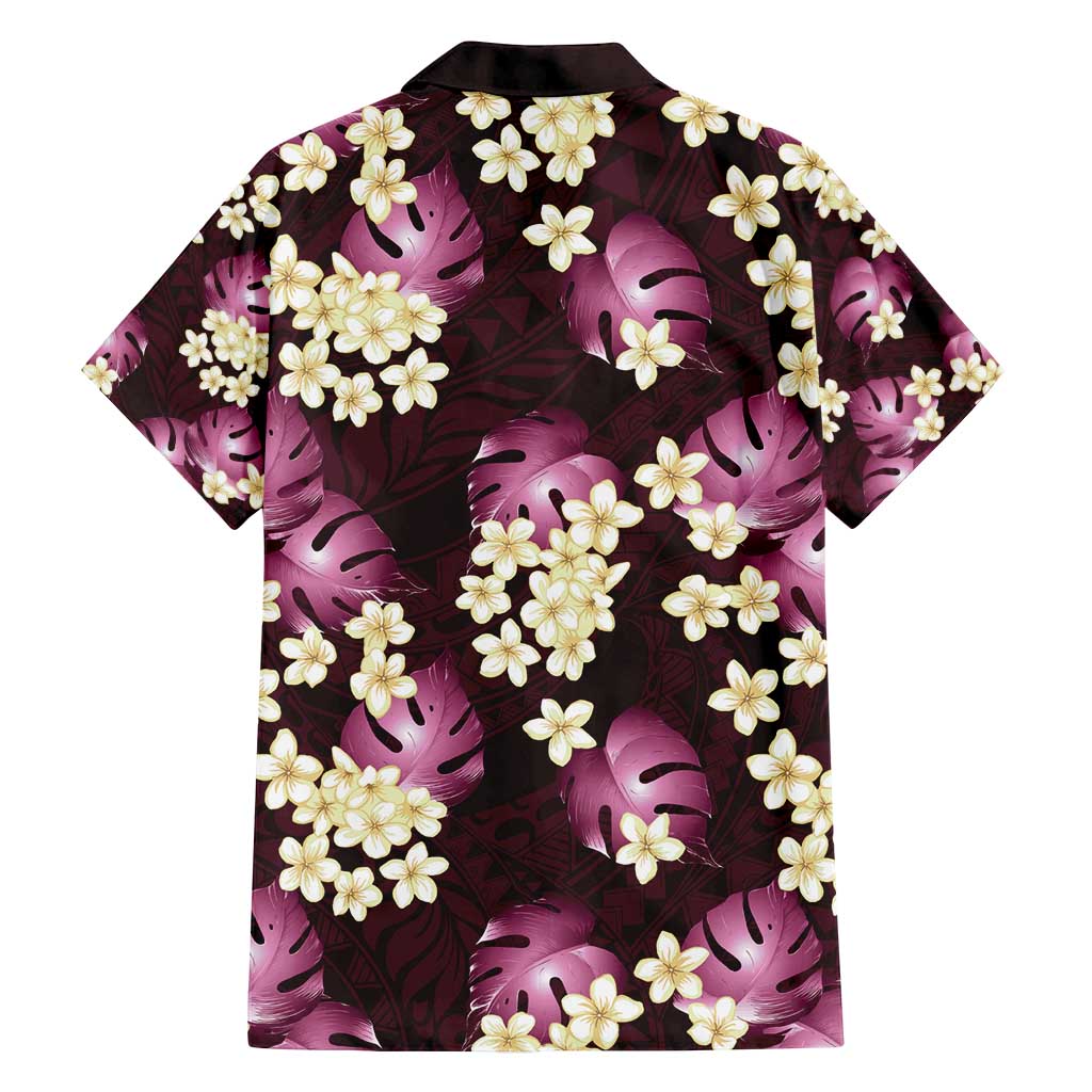 Pink Tropical Hawaii Family Matching Off Shoulder Maxi Dress and Hawaiian Shirt Seamless Monstera Plumeria Hawaiian Pattern - Polynesian Pride