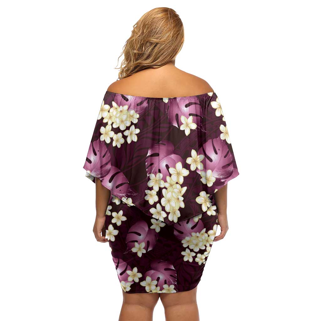 Pink Tropical Hawaii Family Matching Off Shoulder Short Dress and Hawaiian Shirt Seamless Monstera Plumeria Hawaiian Pattern - Polynesian Pride