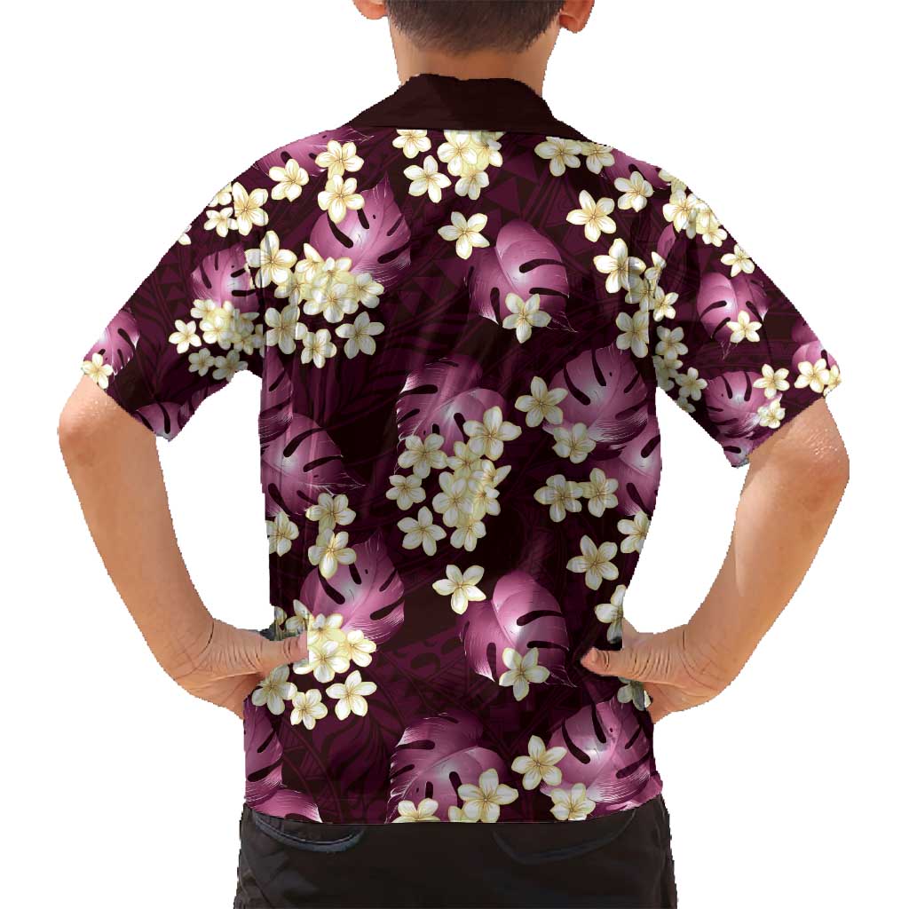 Pink Tropical Hawaii Family Matching Tank Maxi Dress and Hawaiian Shirt Seamless Monstera Plumeria Hawaiian Pattern - Polynesian Pride