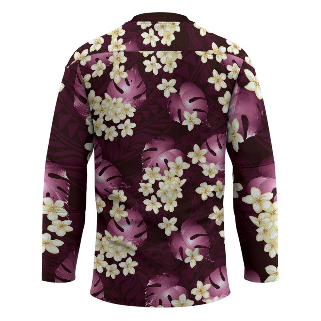 Pink Tropical Hawaii Hockey Jersey Seamless Monstera Plumeria Hawaiian Pattern LT14 - Polynesian Pride